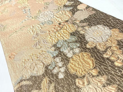 平和屋着物◎六通柄袋帯　ふくれ織　豊歳辻が花　金糸　正絹　逸品　CABL1904nb
