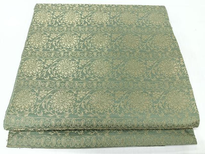 平和屋着物◎八寸名古屋帯　横段花唐草文　金糸　正絹　逸品　CABL1907nb