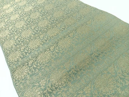 平和屋着物◎八寸名古屋帯　横段花唐草文　金糸　正絹　逸品　CABL1907nb