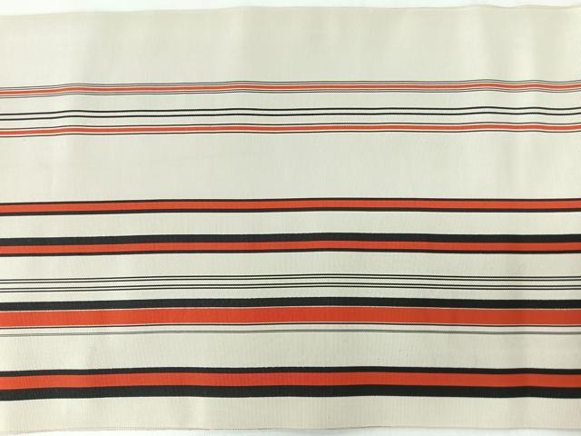 平和屋着物◎本場筑前博多織　八寸名古屋帯　縞　一重帯　証紙付き　正絹　逸品　未使用　CABL1908nb
