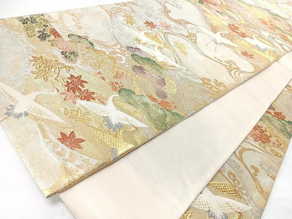 平和屋着物◎六通柄袋帯　瑞鳥遊翔波文　金銀糸　正絹　逸品　CABL1915nb