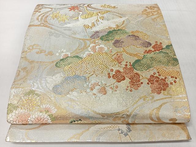 平和屋着物◎六通柄袋帯　瑞鳥遊翔波文　金銀糸　正絹　逸品　CABL1915nb
