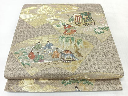 平和屋着物◎六通柄袋帯　王朝絵巻　金糸　正絹　逸品　未使用　CABL1917nb