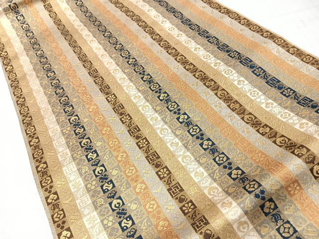 平和屋着物◎全通柄　九寸名古屋帯　宝尽くし文　金糸　正絹　逸品　CABL1923nb