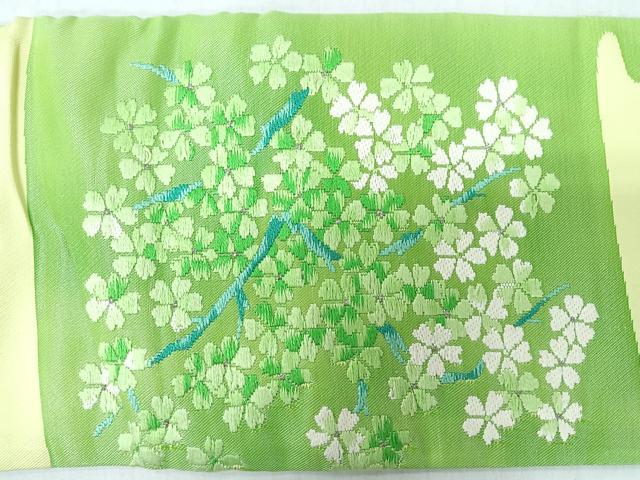 平和屋着物◎九寸名古屋帯　唐織　舞桜文　銀糸　正絹　逸品　CABL1925nb