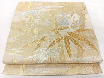 平和屋着物◎六通柄　本袋帯　笹竹文　金銀糸　正絹　逸品　CABL1928nb