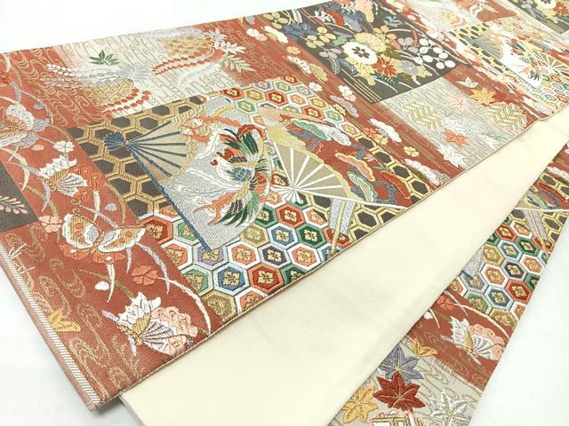 平和屋着物◎六通柄袋帯　唐織　能衣布松紋　金銀糸　正絹　逸品　CABL1930nb