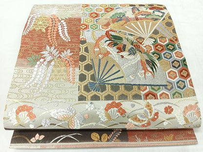 平和屋着物◎六通柄袋帯　唐織　能衣布松紋　金銀糸　正絹　逸品　CABL1930nb