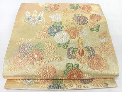 平和屋着物◎六通柄袋帯　唐織　箔華つづれ　草花文　金銀糸　正絹　逸品　CABL1935nb