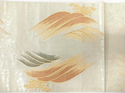 平和屋着物◎全通柄袋帯　青海波紋　金銀糸　正絹　逸品　CABL1937nb