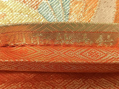 平和屋着物◎佐賀錦　六通柄袋帯　裂取能衣紋　金糸　正絹　逸品　CABL1938nb