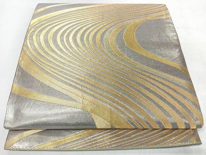 平和屋着物◎全通柄袋帯　流水文　金銀糸　正絹　逸品　CABL1942nb