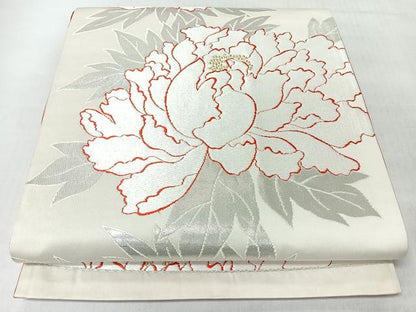 平和屋着物◎六通柄袋帯　唐織　牡丹　金銀糸　正絹　逸品　CABL1943nb