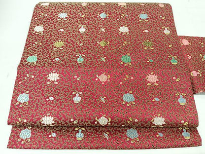 平和屋着物◎全通柄　九寸名古屋帯　唐織　花唐草文　正絹　逸品　未使用　CABL1948nb