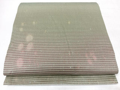 平和屋着物◎全通柄袋帯　霞文　金糸　正絹　逸品　CABL1955nb