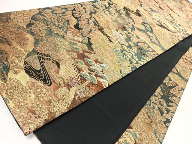 平和屋着物◎六通柄袋帯　洛中百景　金糸　正絹　逸品　CABL1958nb