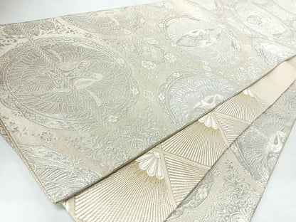 平和屋着物◎両面　六通柄袋帯　唐織　花繍錦　錦繍　銀糸　正絹　逸品　CABL1960nb