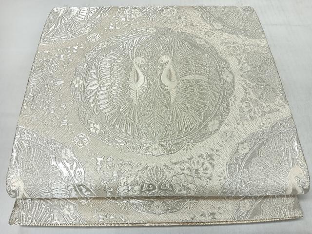 平和屋着物◎両面　六通柄袋帯　唐織　花繍錦　錦繍　銀糸　正絹　逸品　CABL1960nb
