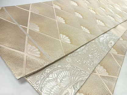 平和屋着物◎両面　六通柄袋帯　唐織　花繍錦　錦繍　銀糸　正絹　逸品　CABL1960nb