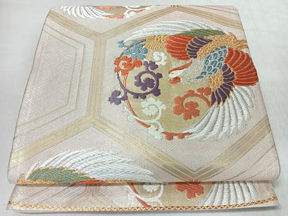 平和屋着物◎六通柄袋帯　唐織　亀甲花唐草鳳凰文　金銀糸　正絹　逸品　CABL1962nb