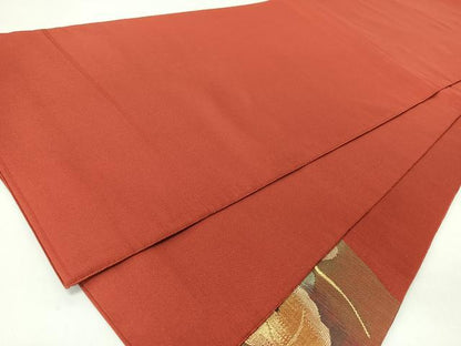 平和屋着物◎太鼓柄袋帯　すくい織　地紙草花文　金糸　正絹　逸品　CABL1964nb