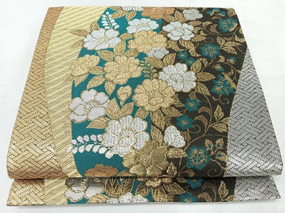 平和屋着物◎六通柄袋帯　花唐草文　金銀糸　正絹　逸品　CABL1967nb