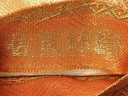 平和屋着物◎佐賀錦　六通柄袋帯　束ね熨斗草花文　金糸　正絹　逸品　CABL1970nb