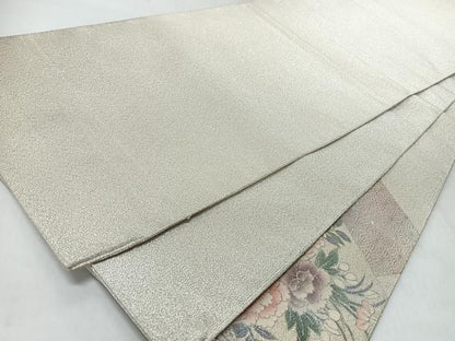 平和屋着物◎爪掻き本綴れ　太鼓柄袋帯　色紙重ね草花文　金銀彩　正絹　逸品　CABL1983nb