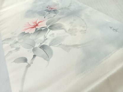 平和屋着物■九寸名古屋帯　作家物　手描き　草花文　正絹　逸品　CABL1984nb