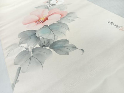 平和屋着物◎九寸名古屋帯　作家物　手描き　草花文　正絹　逸品　CABL1985nb