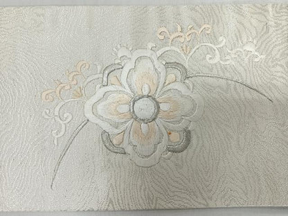 平和屋着物◎九寸名古屋帯　駒刺繍　正倉院花唐草文　銀糸　正絹　逸品　CABL1988nb