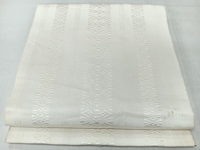 平和屋着物◎本場筑前博多織　八寸名古屋帯　献上　生成り色　正絹　逸品　CABL1990nb
