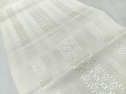 平和屋着物◎本場筑前博多織　八寸名古屋帯　献上　生成り色　正絹　逸品　CABL1990nb