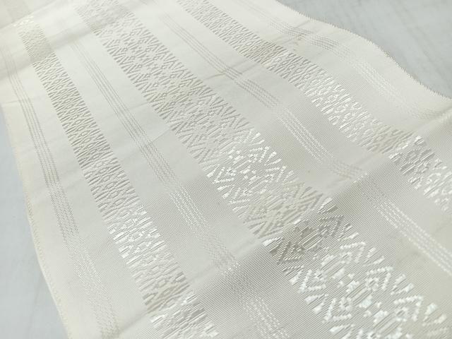 平和屋着物◎本場筑前博多織　八寸名古屋帯　献上　生成り色　正絹　逸品　CABL1990nb