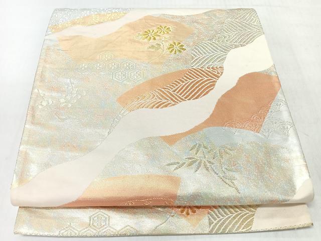平和屋着物◎六通柄袋帯　道長草花文　金銀糸　正絹　逸品　CABL1993nb