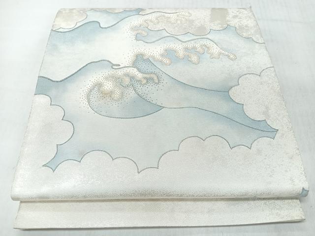 平和屋着物◎中国三大刺繍　相良刺繍　太鼓柄袋帯　立波文　銀糸　正絹　逸品　CABL1999nb