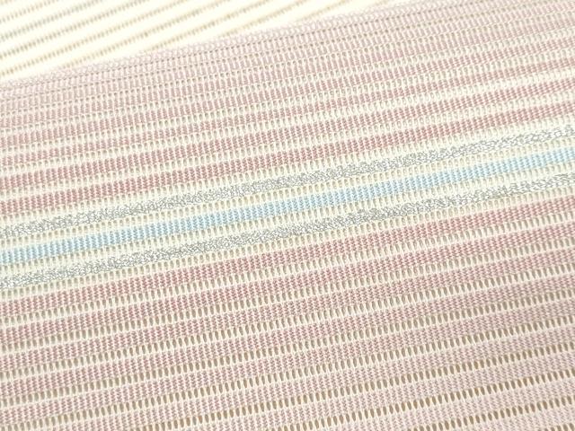 平和屋着物＊夏物　八寸名古屋帯　絽綴れ　抽象文様　銀糸　正絹　逸品　CABL2002fb