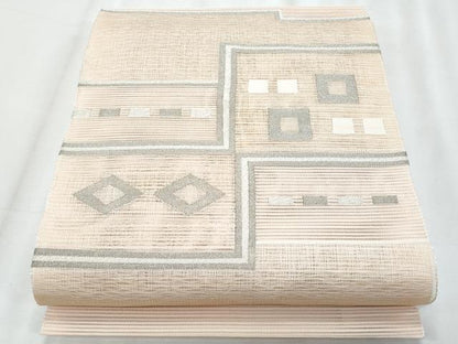 平和屋着物＊夏物　八寸名古屋帯　絽綴れ　幾何学文様　銀糸　正絹　逸品　CABL2003fb