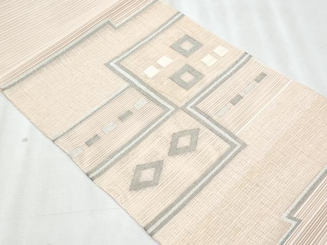 平和屋着物＊夏物　八寸名古屋帯　絽綴れ　幾何学文様　銀糸　正絹　逸品　CABL2003fb