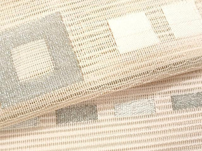 平和屋着物＊夏物　八寸名古屋帯　絽綴れ　幾何学文様　銀糸　正絹　逸品　CABL2003fb