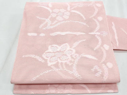 平和屋着物＊夏物　八寸名古屋帯　枝花文　洗柿色　CABL2004fb