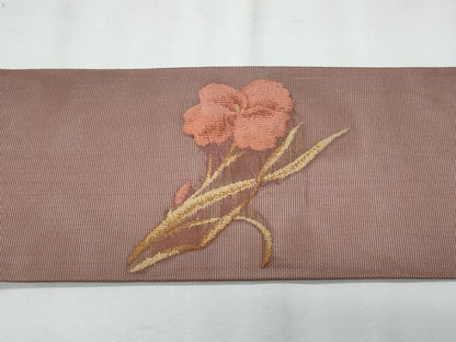平和屋着物＊夏物　九寸名古屋帯　枝花文　金糸　正絹　逸品　CABL2005fb