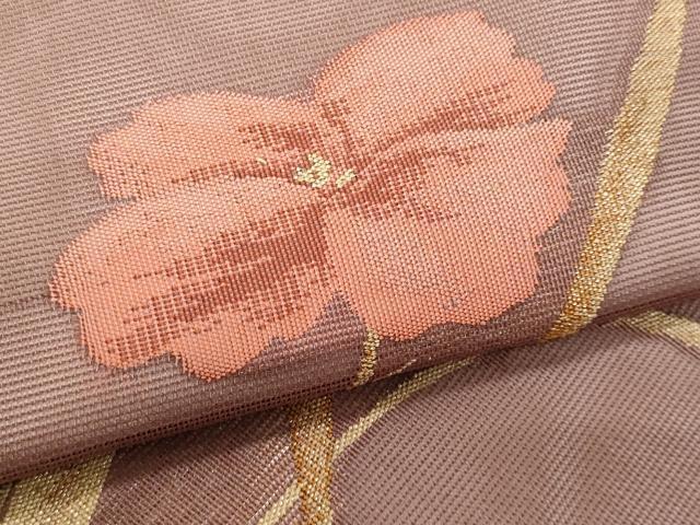 平和屋着物＊夏物　九寸名古屋帯　枝花文　金糸　正絹　逸品　CABL2005fb