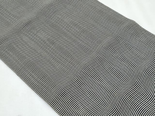 平和屋着物＊夏物　八寸名古屋帯　絽綴れ　よろけ縞　銀糸　正絹　逸品　CABL2006fb