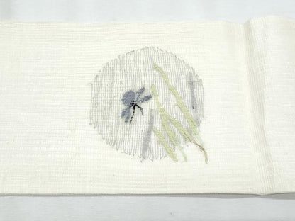 平和屋着物＊夏物　九寸名古屋帯　すくい織　夏虫　銀糸　正絹　逸品　CABL2013fb
