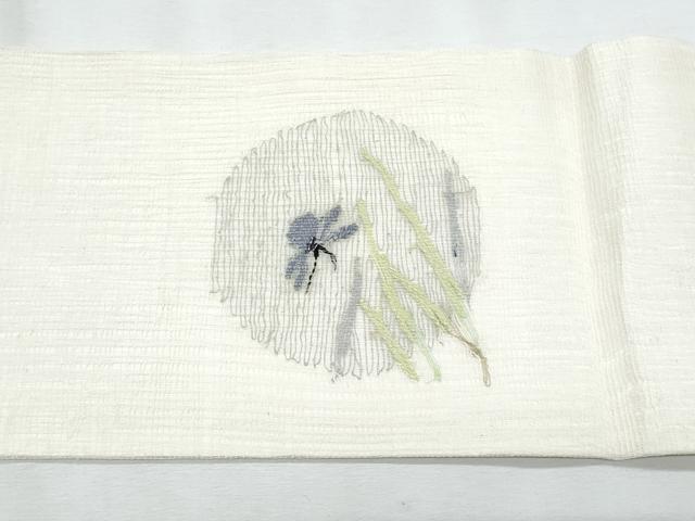 平和屋着物＊夏物　九寸名古屋帯　すくい織　夏虫　銀糸　正絹　逸品　CABL2013fb