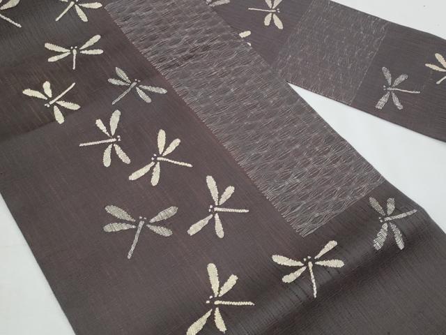 平和屋着物＊夏物　九寸名古屋帯　すくい織　トンボ　正絹　逸品　CABL2014fb