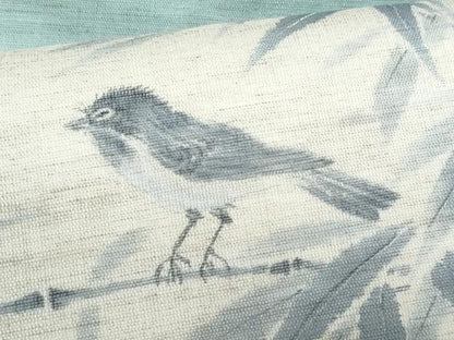 平和屋着物＊夏物　九寸名古屋帯　手描き　笹竹鳥文　麻　逸品　CABL2016fb