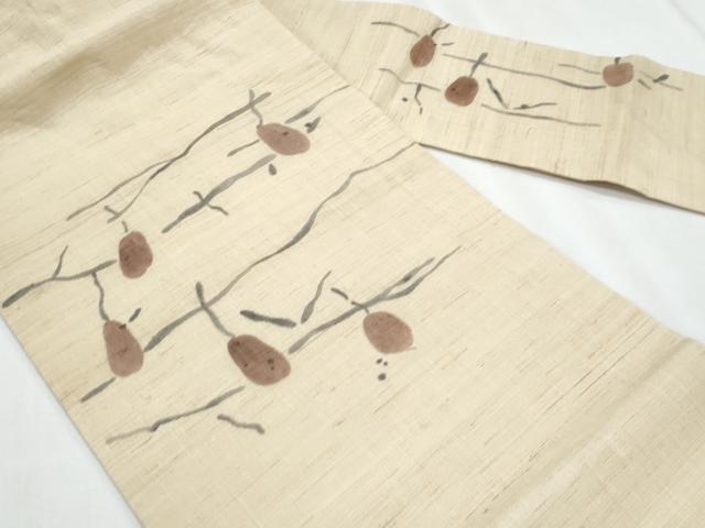 平和屋着物＊夏物　九寸名古屋帯　手描き　成り物　麻　逸品　CABL2020fb