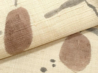 平和屋着物＊夏物　九寸名古屋帯　手描き　成り物　麻　逸品　CABL2020fb